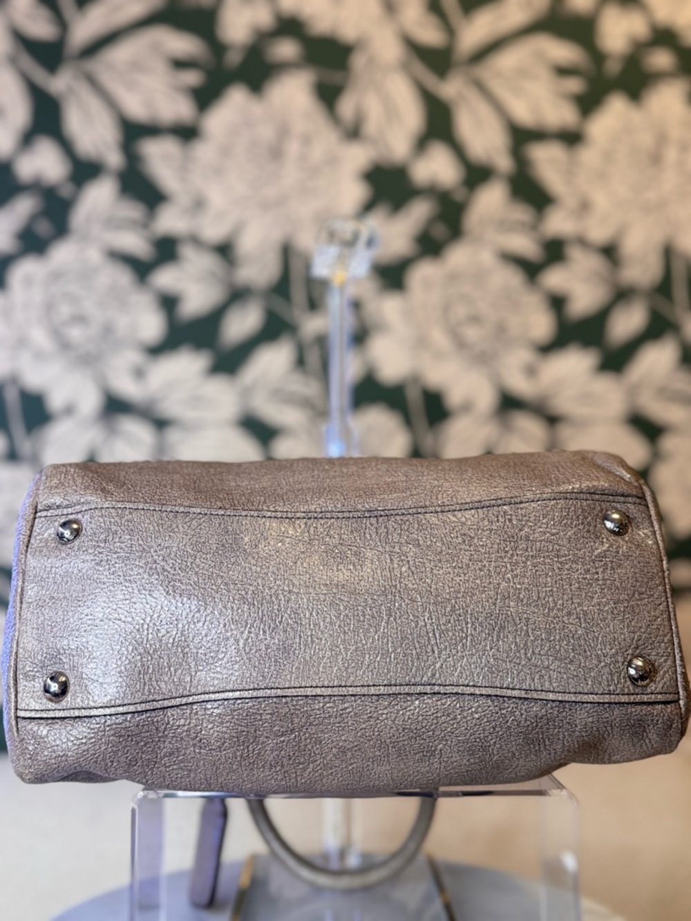 Prada Authentic Metallic Taupe Leather Satchel EUC with Auth Cards & COA - Picture 11 of 15